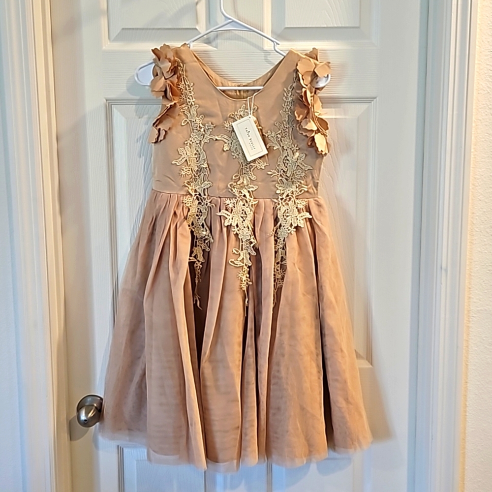 New with Tags Trish Scully Girl's Gold Dress from the Platinum Collection